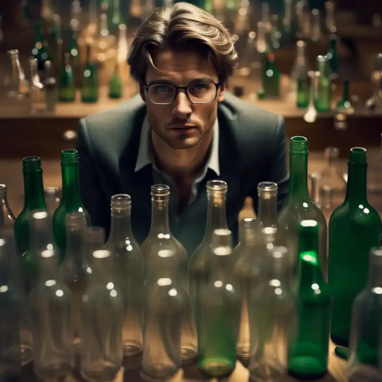 Visual representation of "blind drunk" - Extremely drunk to the point of being unable to see clearly or act normally.