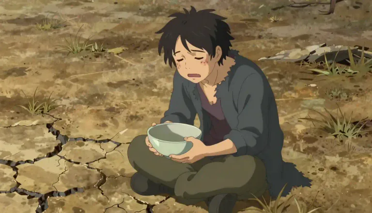Visual representation of "starvation" - The condition of not getting enough food to eat
