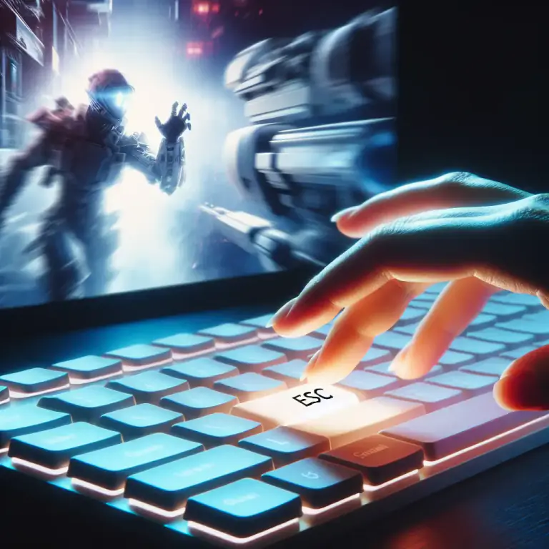 Visual representation of "escape" - in video games, to press the escape key to go back or exit
