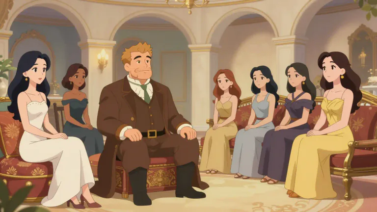 Visual representation of "harem" - A group of women living in a man's house, usually in Muslim cultures where the man is married to all of them.