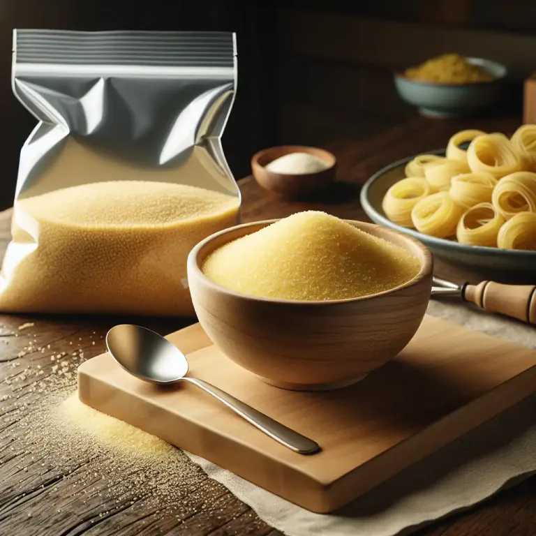 Visual representation of "semolina" - The hard grains left after the milling of flour, used in puddings and in pasta.