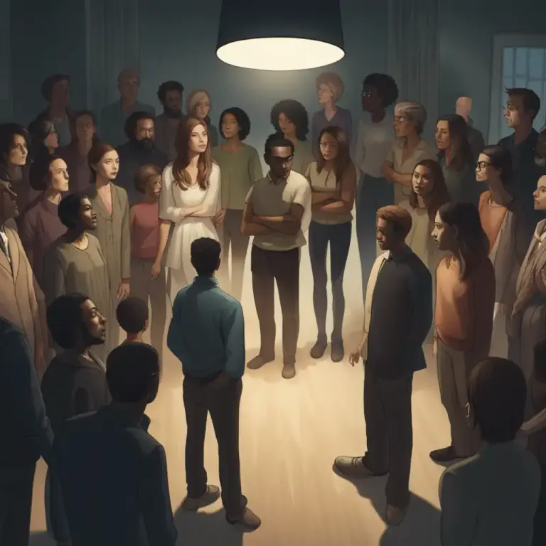 Visual representation of "present company excepted" - A polite phrase meaning everyone here is not included in a general statement that could be seen as negative