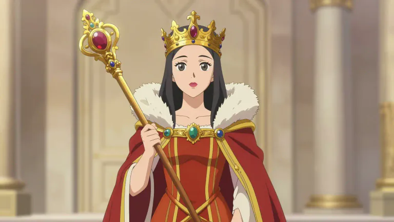 Visual representation of "sceptre" - A decorated stick carried by a king or queen as a symbol of power.