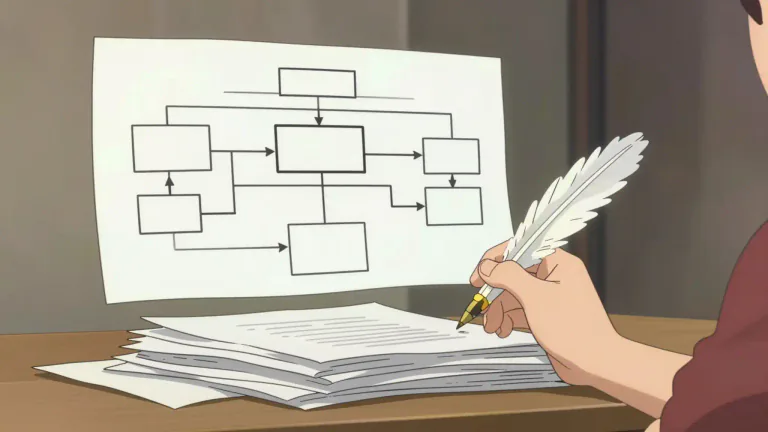 Visual representation of "schematize" - To represent something as a diagram or a simple and systematic description.