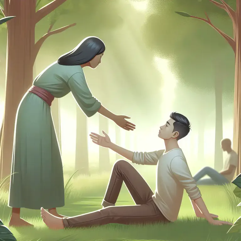 Visual representation of "beg somebody’s pardon" - To politely ask for someone's forgiveness.