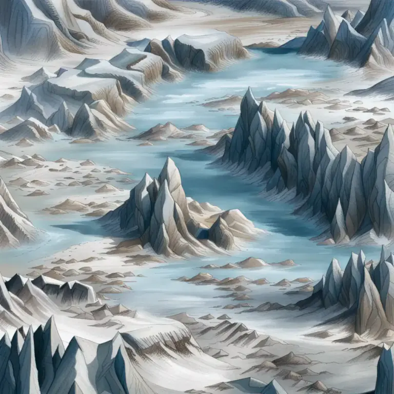 Visual representation of "glacial" - Related to, caused by or carried by glaciers.