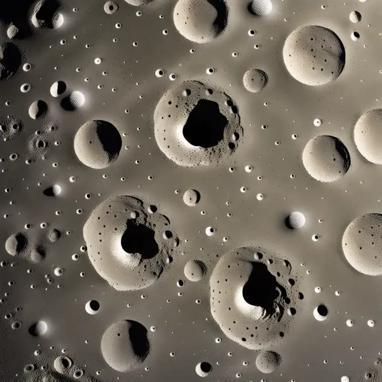 Visual representation of "crater" - A large round hole in the surface of a planet, moon or asteroid caused by the impact of a meteorite