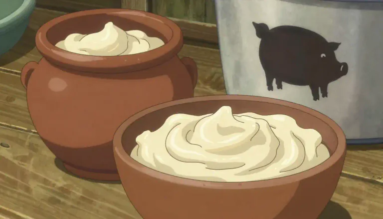 Visual representation of "lard" - A type of fat coming from pigs used for cooking.