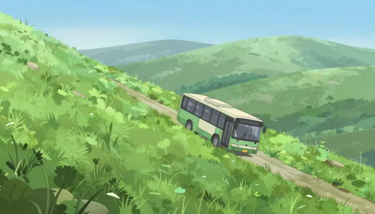 Visual representation of "downhill" - Toward the bottom of a slope.