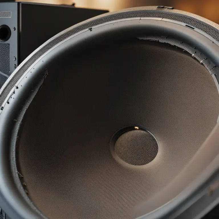 Visual representation of "cone" - A device that strengthens electric signals in a stereo or television