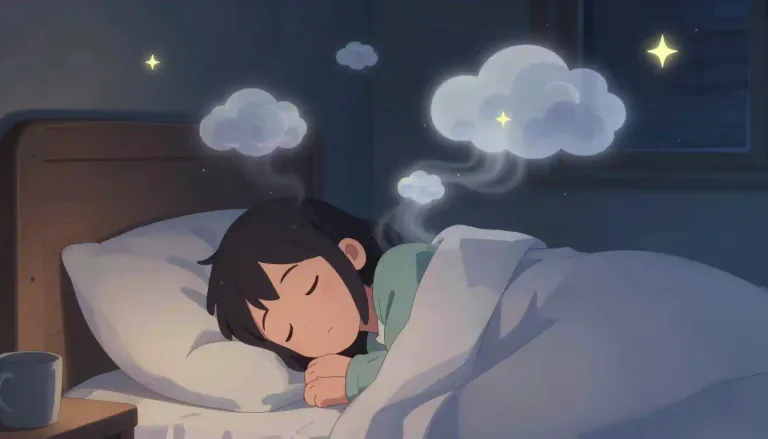 Visual representation of "dreamland" - A state of sleep, especially a deep sleep.