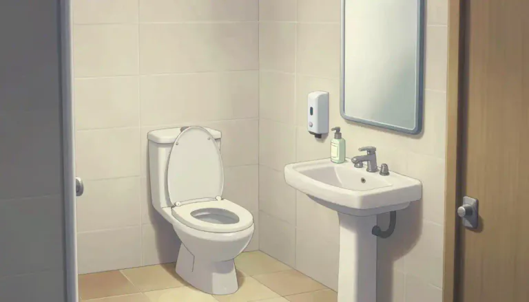 Visual representation of "washroom" - A room with facilities to wash hands and use the toilet