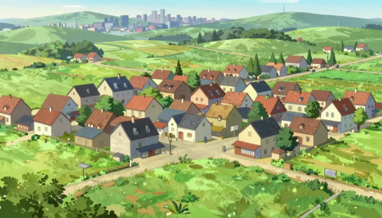 Visual representation of "township" - A smaller area or community inside a larger one, often rural, like a village or suburb