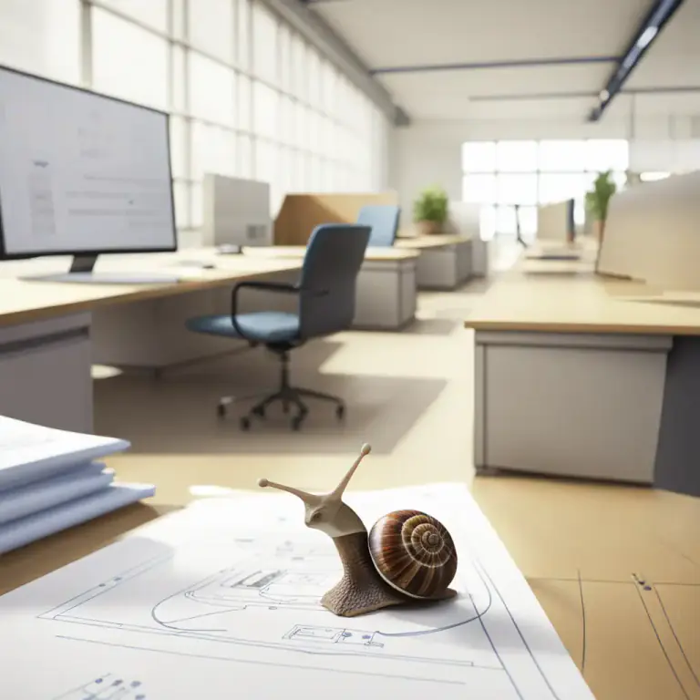 Visual representation of "at a snail’s pace" - Moving or doing something very slowly