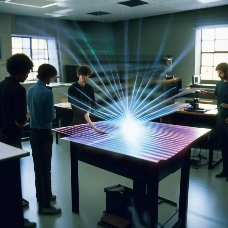 Visual representation of "holograph" - A three-dimensional image formed by the interference of light beams from a laser or other coherent light source.