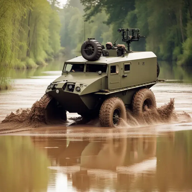 Visual representation of "amphibious" - Describes a vehicle, craft, building, etc. designed or suitable for use both on land and in water.