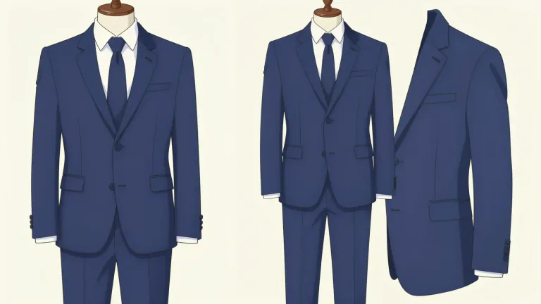 Visual representation of "suit" - A set of clothes made from the same fabric, usually including a jacket and trousers or a jacket and skirt.