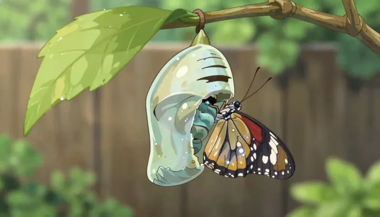 Visual representation of "chrysalis" - The hard protective covering formed by some types of insects, like butterflies, when they transform from a caterpillar into an adult
