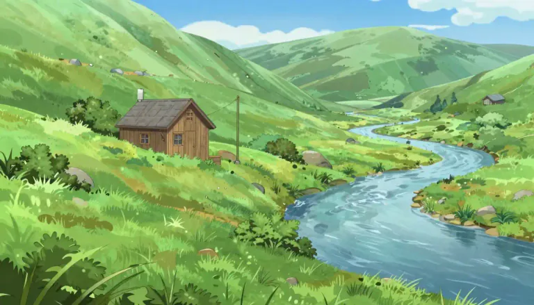 Visual representation of "brae" - A hillside or slope, especially along a river