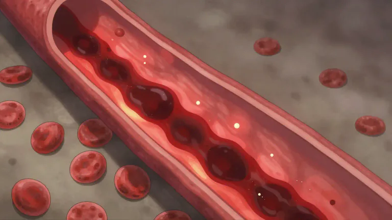 Visual representation of "embolism" - A blockage in an artery, usually due to a blood clot or other substance like air bubbles or fat droplets.