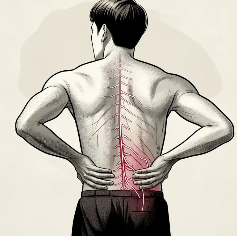 Visual representation of "sciatic" - Related to the area of the lower back, where the sciatic nerve is.