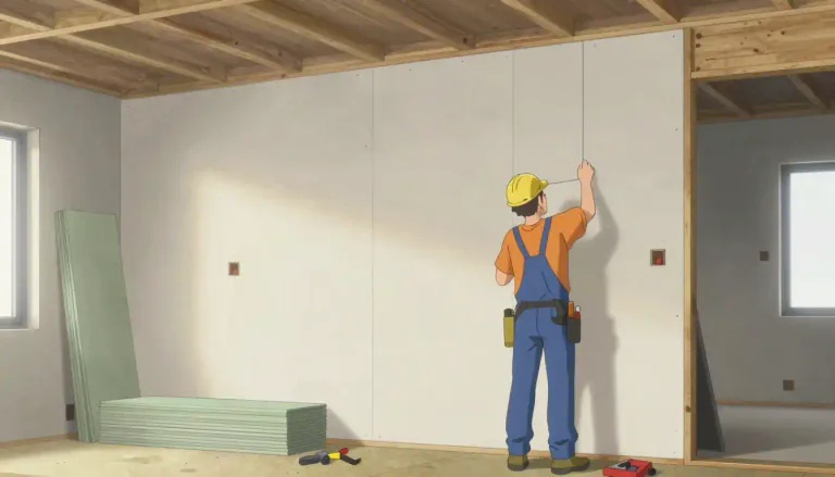 Visual representation of "sheetrock" - A brand of drywall used to create interior walls and ceilings.