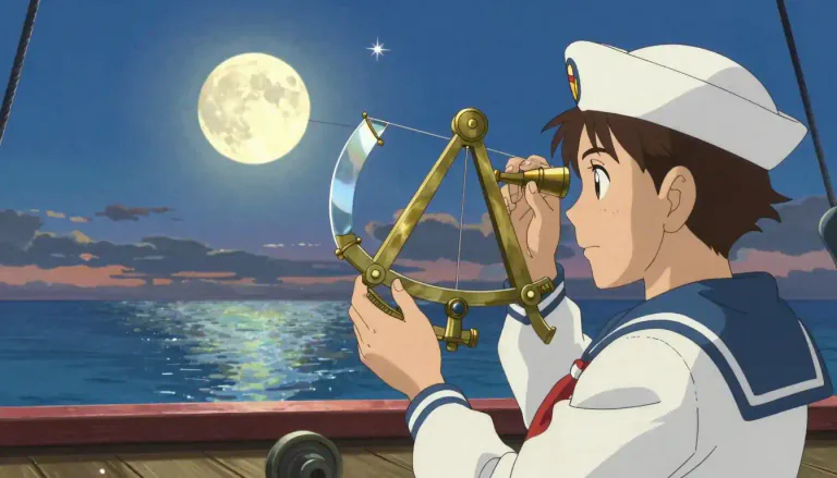 Visual representation of "sextant" - A tool used for measuring the angle between any two visible objects