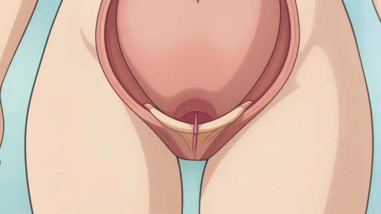 Visual representation of "hymen" - A thin piece of skin that partly covers the entrance to a girl's vagina and can break when she has sex for the first time.