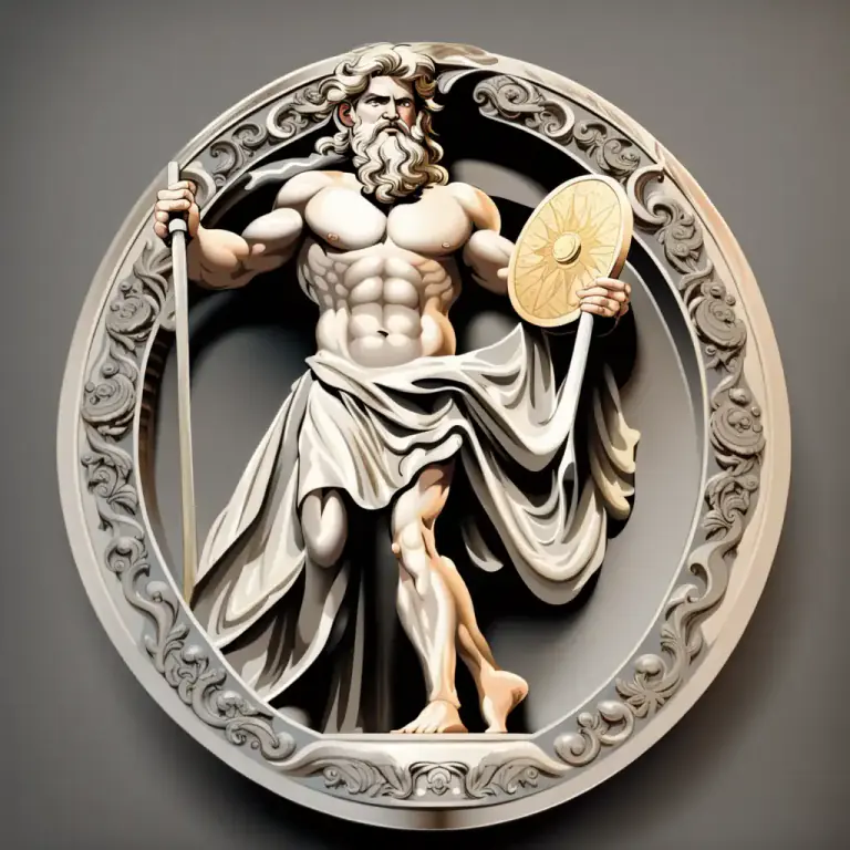 Visual representation of "aegis" - In Greek mythology, it is a shield or breastplate used by Zeus or Athena