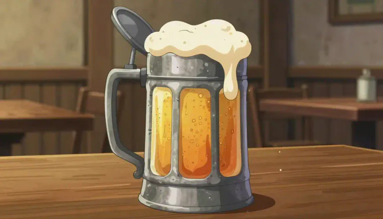 Visual representation of "tankard" - A large cup, usually made of metal, with a handle and often a lid, used for drinking beer.