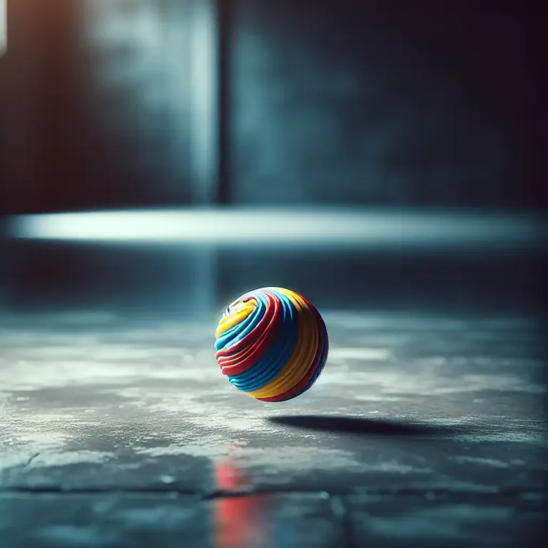 Visual representation of "bounce into" - To move energetically or in a cheerful manner into a place or situation