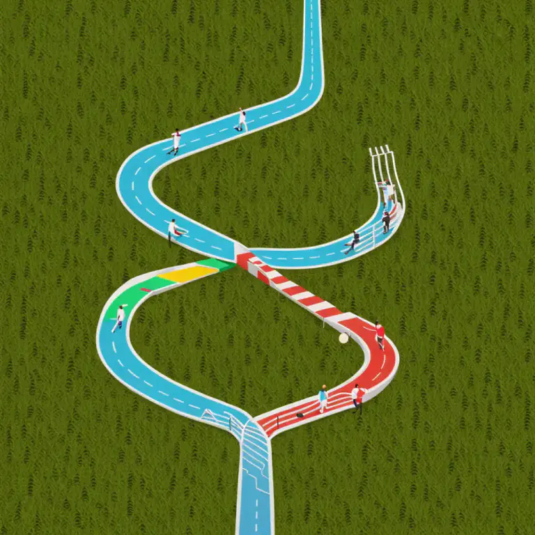Visual representation of "come to/be the same thing" - To end up being the same, despite seeming different at first.