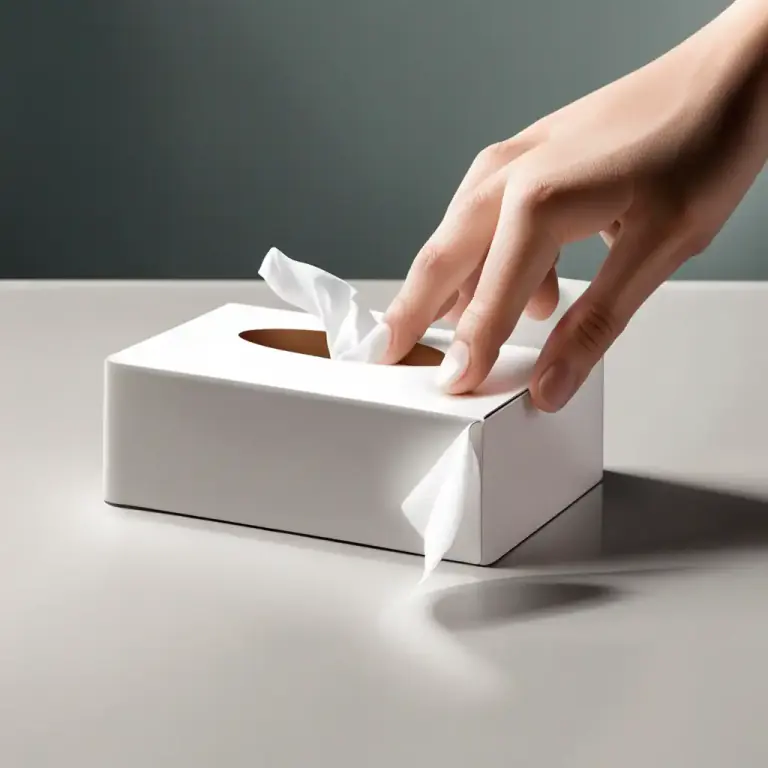 Visual representation of "tissue" - Material made of soft, thin pieces of paper, used for cleaning or for blowing your nose.