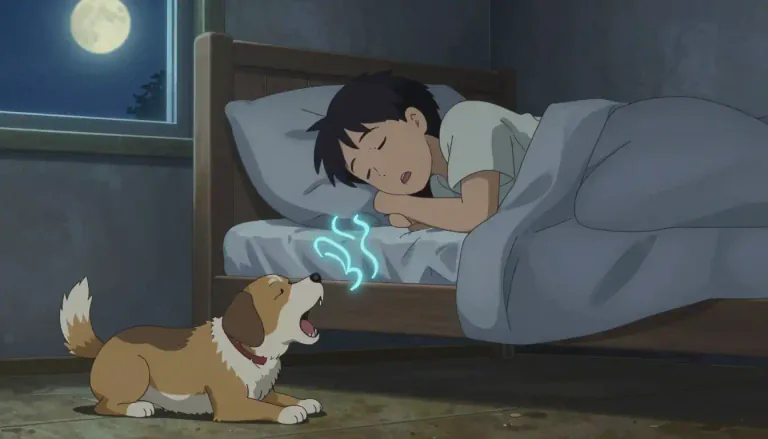 Visual representation of "woof" - The low, rough sound a dog makes