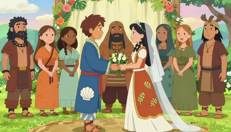 Visual representation of "exogamy" - The custom or law of marrying a person from a group different than one's own, such as a different tribe, clan, or social unit.