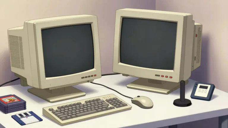 Visual representation of "retro" - Relating to old or outdated computer hardware or software