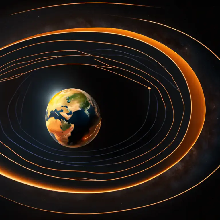 Visual representation of "orbit" - To move in a path around a planet or an object in space.