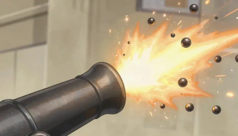 Visual representation of "grapeshot" - Small metal balls that were shot out of cannons.
