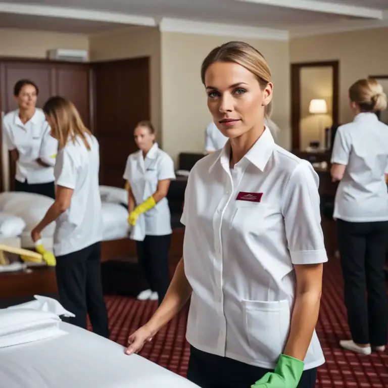 Visual representation of "housekeeper" - A person employed by a hotel or inn to manage domestic duties and, sometimes, to have charge of female servants.