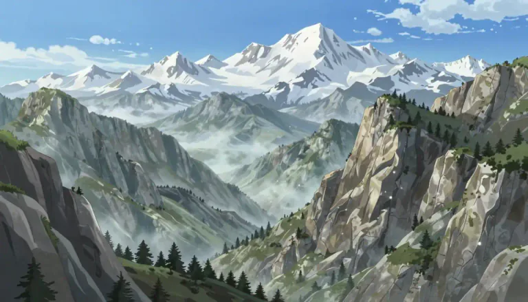 Visual representation of "mountainous" - Relating to or resembling mountains.