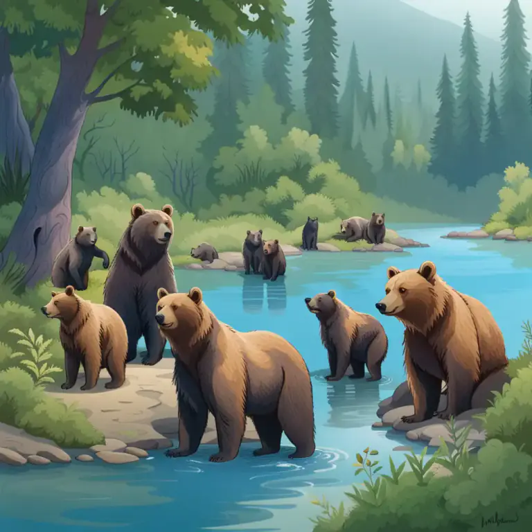 Visual representation of "sleuth" - A group of bears.