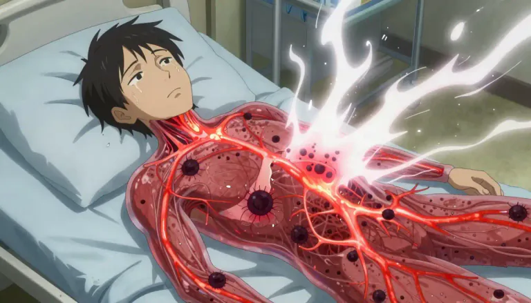 Visual representation of "sepsis" - A life-threatening condition that happens when an infection in your body goes into your bloodstream, causing your immune system to overreact.