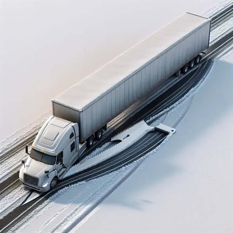 Visual representation of "jackknife" - When a truck with two parts (a cab and a trailer) folds itself in an acute angle like a pocket knife.