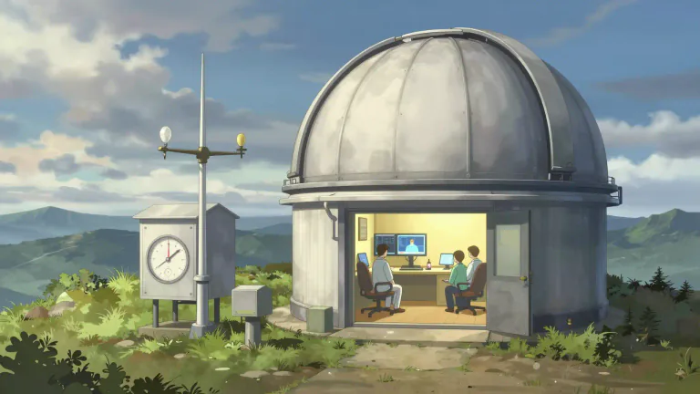Visual representation of "observatory" - A location used for monitoring and researching phenomena such as weather, wildlife, or earthquakes.