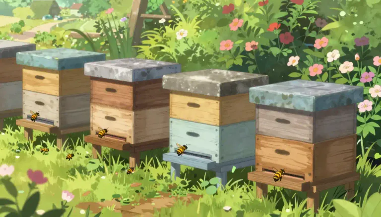 Visual representation of "apiary" - A place where bees and beehives are kept, often for the production of honey.