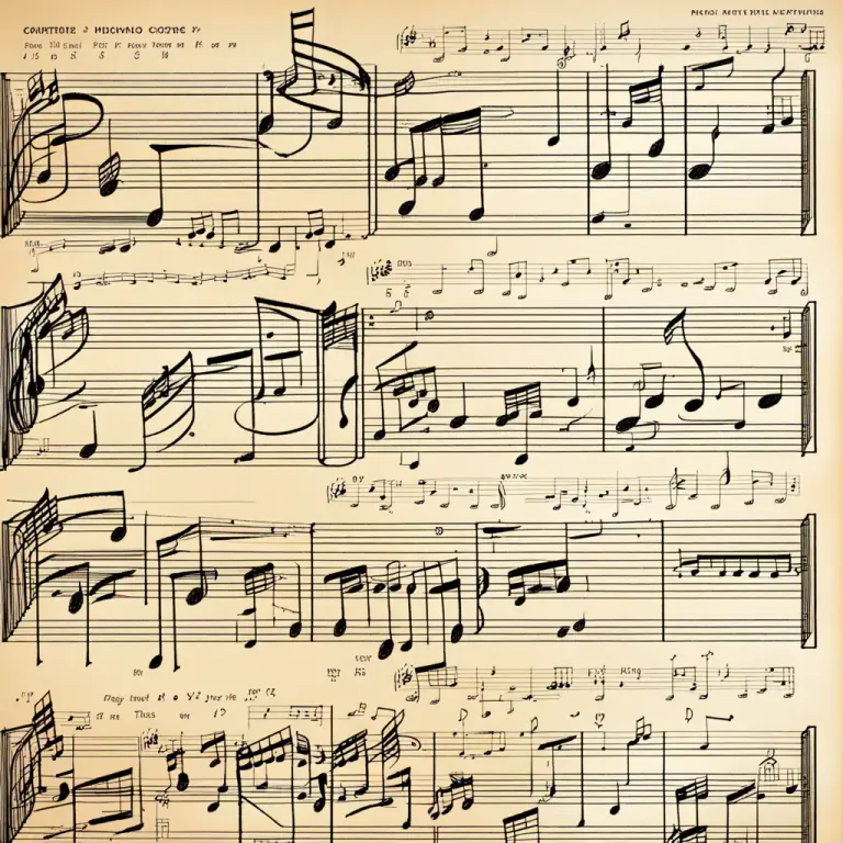 Visual representation of "score" - Music written down, complete set of musical notes and instructions