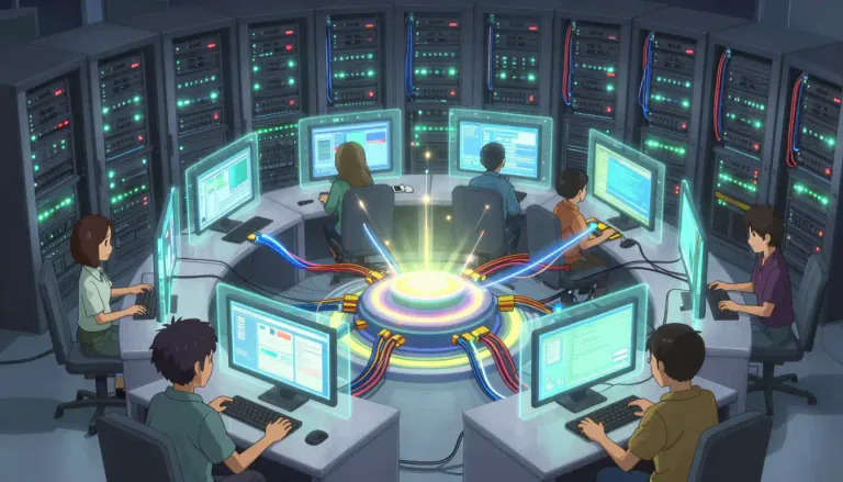 Visual representation of "unix" - A powerful computer operating system originally developed in the 1960s that allows multiple users to run programs and manage system resources simultaneously.