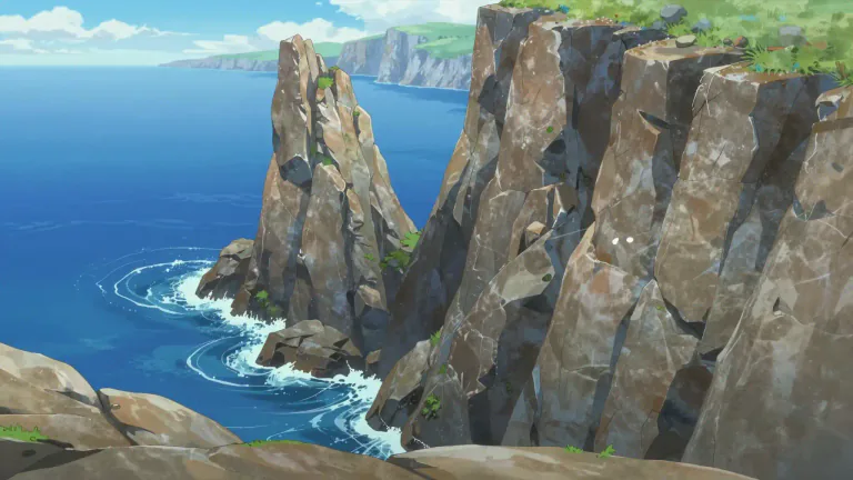 Visual representation of "promontory" - A high point of land sticking out into the sea