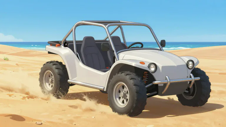 Visual representation of "buggy" - A small vehicle designed to be driven on sand