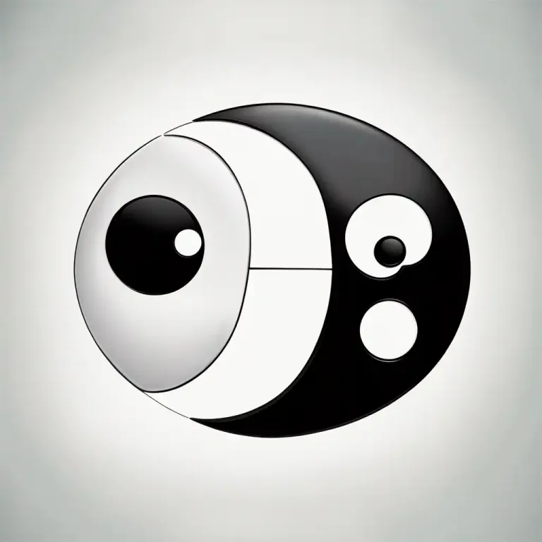 Visual representation of "duality" - In philosophy, a principle that mind and matter, or good and evil, are complementary or competing states that make up a unified whole.